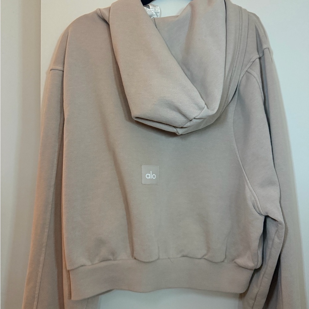 ALO Yoga Taupe Zip-Up Hoodie